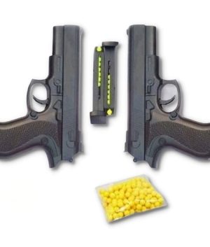 Plastic Toy Gun Set for Kids – 2 Pistols + 24 BB Bullets – Safe Handgun & Revolver Toy – Birthday Gift for Boys & Girls Ages 2-10